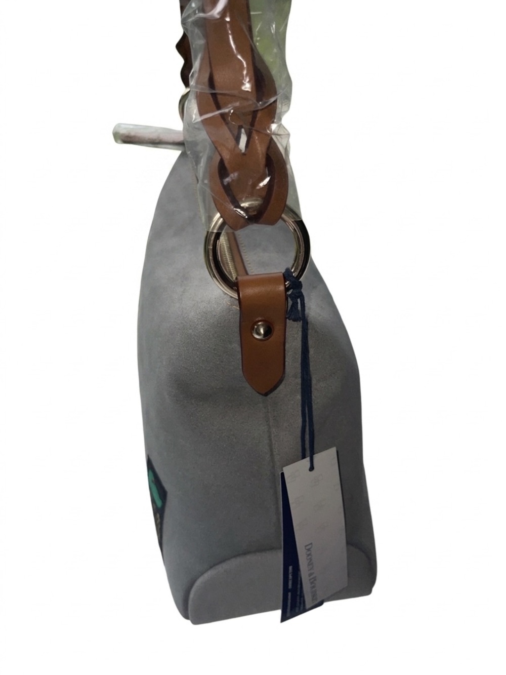 Dooney & Bourke Gray Suede
Chloe 30 Shoulder Bag with Brown Leather Strap NWT - Picture 3 of 12